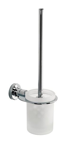 ORIGINS LIVING SONIA TECNO PROJECT CHROME BATHROOM FROSTED GLASS WC/TOILET BRUSH SET, 117000